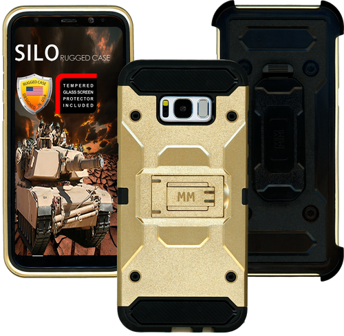 Samsung Galaxy S8  MM Silo Rugged Case Gold(Curved Tempered Glass Included)