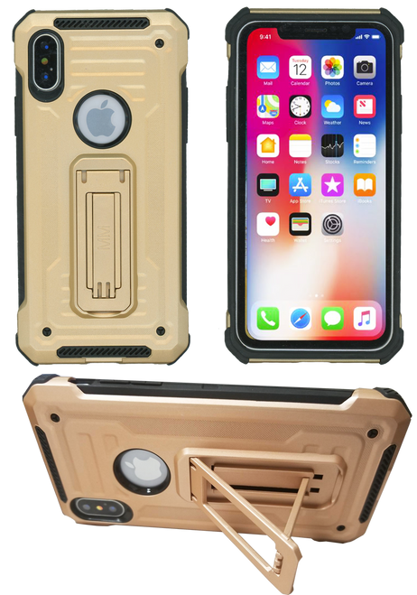 IPHONE X/10/XS  MM Opal Kickstand Case GOLD(Tempered Glass Included)