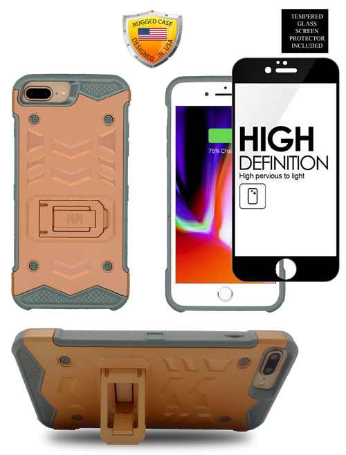 IPHONE 8 PLUS /7 PLUS  MM Opal Kickstand Case ROSE GOLD(Tempered Glass Included)