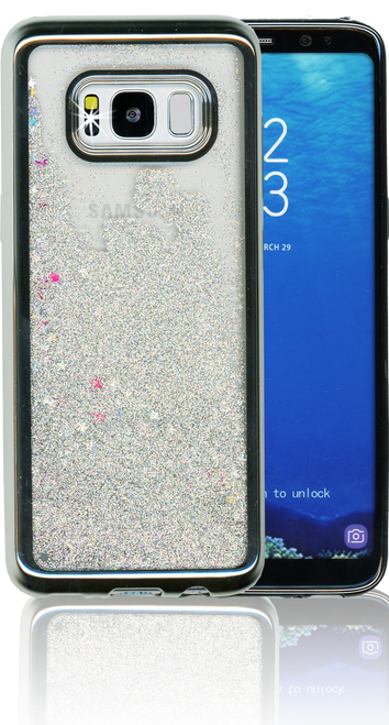 Samsung Galaxy S8 MM Electroplated Water Glitter Case With Stars Silver