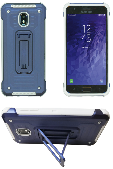 Samasung Galaxy J3(2018)  MM Opal Kickstand Case Navy(Tempered Glass Included)