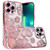 IP 14 Pro Max Shimmer Glitter Floral Design Case Rose Gold