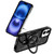 IP 17 Transparent Glitter Rotaional Magnetic Ring Stand Case Black