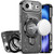 iP 17 Air Transparent Glitter Rotaional Magnetic Ring Stand Case Black