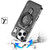 IP 17 Pro Transparent Glitter Rotaional Magnetic Ring Stand Case Black