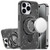 IP 15 Pro Max Transparent Glitter Rotaional Magnetic Ring Stand Case Black