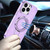 IP 15 Pro Max Transparent Glitter Rotaional Magnetic Ring Stand Case Purple