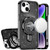 IP 14 Transparent Glitter Rotaional Magnetic Ring Stand Case Black