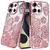 Moto Edge 2025 Shimmer Glitter Floral Design Case Rose Gold