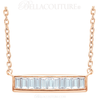 (NEW) BELLA COUTURE Le FEMME Gorgeous Fine Baguette Diamond (1/4 CT) Vertical Bar 14K Yellow Gold Pendant  Necklace (18" - 16" Adjustable Length)