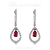 (NEW) Bella Couture Fine Diamond & Ruby 14k White Gold Dangle Drop Earrings