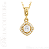 (NEW) BELLA COUTURE Fine Halo Diamond 14K Yellow Gold Pendant Necklace (18" in Length) (1/3 CT. TW.)