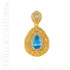 (NEW) BELLA COUTURE La VICTORIA FINE GORGEOUS GENUINE SWISS BLUE TOPAZ DIAMOND 14K YELLOW GOLD SCROLLING PENDANT (1/2 CT. TW.)