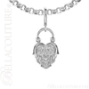 (NEW) BELLA COUTURE Fine 14K Solid White Gold Scrolling Antique Victorian Inspired Heart Charm (20MM H x 12.9MM W x 3.4MM D)