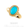 (NEW) Bella Couture Fine Etruscan Turquoise Ring in 14K Yellow Gold