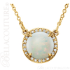 (NEW) BELLA COUTURE OPHELIA FINE GORGEOUS OPAL GEMSTONE DIAMOND 14K YELLOW GOLD PENDANT NECKLACE (16" Inches)