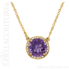 (NEW) BELLA COUTURE OPHELIA FINE GORGEOUS AMETHYST GEMSTONE DIAMOND 14K YELLOW GOLD PENDANT NECKLACE (16" Inches)
