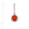 (NEW) BELLA COUTURE LAMOURE Pave Diamond Fire Opal Gemstone 14K White Gold Dangle Drop Earrings (3/8 CT. TW.)