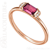 (NEW) BELLA COUTURE LeORA Fine Elegant Modern Diamond Baguette Emerald Cut Genuine Pink Tourmaline Gemstone 14K Rose Gold Ring