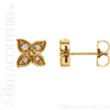 (NEW) BELLA COUTURE La FINA Diamond Flower Petal 14K Yellow Gold Post Earrings