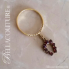 SOLD! - (ANTIQUE) Rare Gorgeous Victorian 14K 14CT Yellow Gold Natural Rose Cut Garnet Gemstone Dainty Horseshoe Good Luck Dangle Drop Charm Ring c. 1838 One of a Kind Fine Jewelry