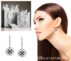 (NEW) BELLA COUTURE® OLIVIA VICTORIAN INSPIRED OPEN FILIGREE DIAMOND GENUINE NATURAL BLUE SAPPHIRE 14K WHITE GOLD GEMSTONE DANGLE DROP LEVER BACK EARRINGS ( .10CT. TW.)