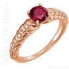 (NEW) BELLA COUTURE® ANALICIA Fine 1/8CTW Diamond Mozambique Garnet 14K Rose Gold Ring