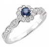 (NEW) BELLA COUTURE BELLA Fine Elegant Diamond Natural Blue Sapphire Gemstone Halo 14K White Gold Ring