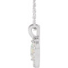 (NEW) BELLA COUTURE Lura Heart Fine Diamond Opal Cabochon 14K White Gold Dangle Drop Pendant Necklace (18" 16" Adjustable Length)