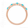 (NEW) BELLA COUTURE® ARIA 14K ROSE GOLD CABOCHON NATURAL SLEEPING BEAUTY TURQUOISE PAVE' DIAMOND RING BAND (1/8CT. TW.)