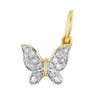 (NEW) BELLA COUTURE Lilli Diamond 14K Yellow Gold Butterfly Dangle Drop Small Petite Charm Pendant (7MM x 5MM)