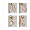 (NEW) BELLA COUTURE ® BRISTOL Initial Letter (B) Diamond 14K Yellow Gold Italic Cursive Large Alphabet Charm Pendant Jewelry (16MM x 12MM)