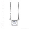 (NEW) BELLA COUTURE® CRISSA 14K White Gold Solitaire Baguette 1/2CT Diamond Link Chain Necklace (18", 16" Adjustable)