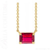 (NEW) BELLA COUTURE® LORA 14K Yellow Gold Solitaire Baguette Ruby Link Chain Necklace (18")
