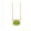 (NEW) BELLA COUTURE® BAYLIE 14K Yellow Gold Solitaire Baguette 7 MM x 5 MM Peridot Link Chain Necklace (18")