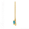 (NEW) BELLA COUTURE® BAYLIE 14K Yellow Gold Solitaire Baguette  6 MM x 4 MM Blue Zircon Link Chain Necklace (18")