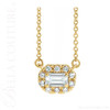 (NEW) BELLA COUTURE® BAYLIE Petite 14K Yellow Gold Solitaire Baguette 5 MM x 3 MM White Sapphire Link Chain Necklace (18")