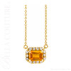 (NEW) BELLA COUTURE® BAYLIE 14K Yellow Gold Solitaire Baguette 7MM x 5MM Citrine Link Chain Necklace (18")