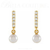 (NEW) BELLA COUTURE® ALISAA AKOYA PEARL DIAMOND 14K YELLOW GOLD DANGLE DROP LEVERBACK EARRINGS