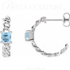 (NEW) BELLA COUTURE® MINA SKY BLUE TOPAZ 14K WHITE GOLD OPEN CHAIN FILIGREE HOOP EARRINGS