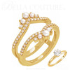 (NEW) BELLA COUTURE® MINKA Cultured White Seed Pearl 14K Yellow Gold Open Ring Guard Accent Band