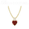 (NEW) BELLA COUTURE® SCARLET Diamond Garnet Heart Pendant 14K Yellow Gold Cable Chain Necklace (Adjustable 18"-16")