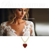 (NEW) BELLA COUTURE® SCARLET Diamond Garnet Heart Pendant 14K Yellow Gold Cable Chain Necklace (Adjustable 18"-16")