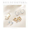 (NEW) BELLA COUTURE® ANNALISA DIAMOND NATURAL TURQUOISE GEMSTONE 14K YELLOW GOLD HUGGIE HOOP EARRINGS (12 MM)