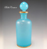 SOLD! - (ANTIQUE) French Turquoise Blue Opaline Glass Perfume Scent Bottle Beaded Gilt Ormolu Mounts