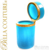 SOLD! - RARE Gorgeous Antique French Turquoise Blue Tall Hinged Box with Fancy Gilt Mounts (Fine & in Pristine Condition)