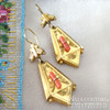 SOLD! - (ANTIQUE) Victorian Gold Coral Dangle Drop Earrings