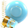 SOLD! - ANTIQUE Gorgeous MOSER Floral Gilt Gold Enamel French Bohemian Blue Opaline Glass Miniature Tea Cup & Saucer Dish Plate