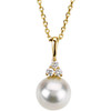 NEW BELLA COUTURE LIZ Diamond & Cultured Freshwater Cultured Pearl 14K White Gold Necklace 18"