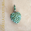 SOLD! - (ANTIQUE) Rare Georgian Victorian Sterling Silver Pave Turquoise Heart Locket  c.1790 - 1840! Charm Pendant